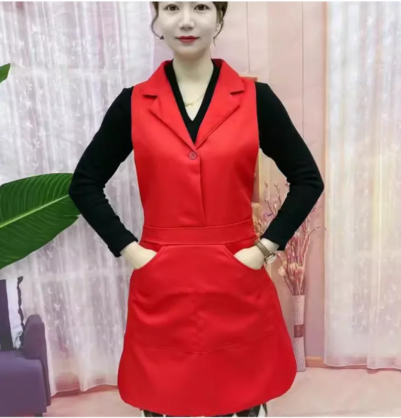 Suit lapel style apron, kitchen and household waterproof and oil proof catering work clothes