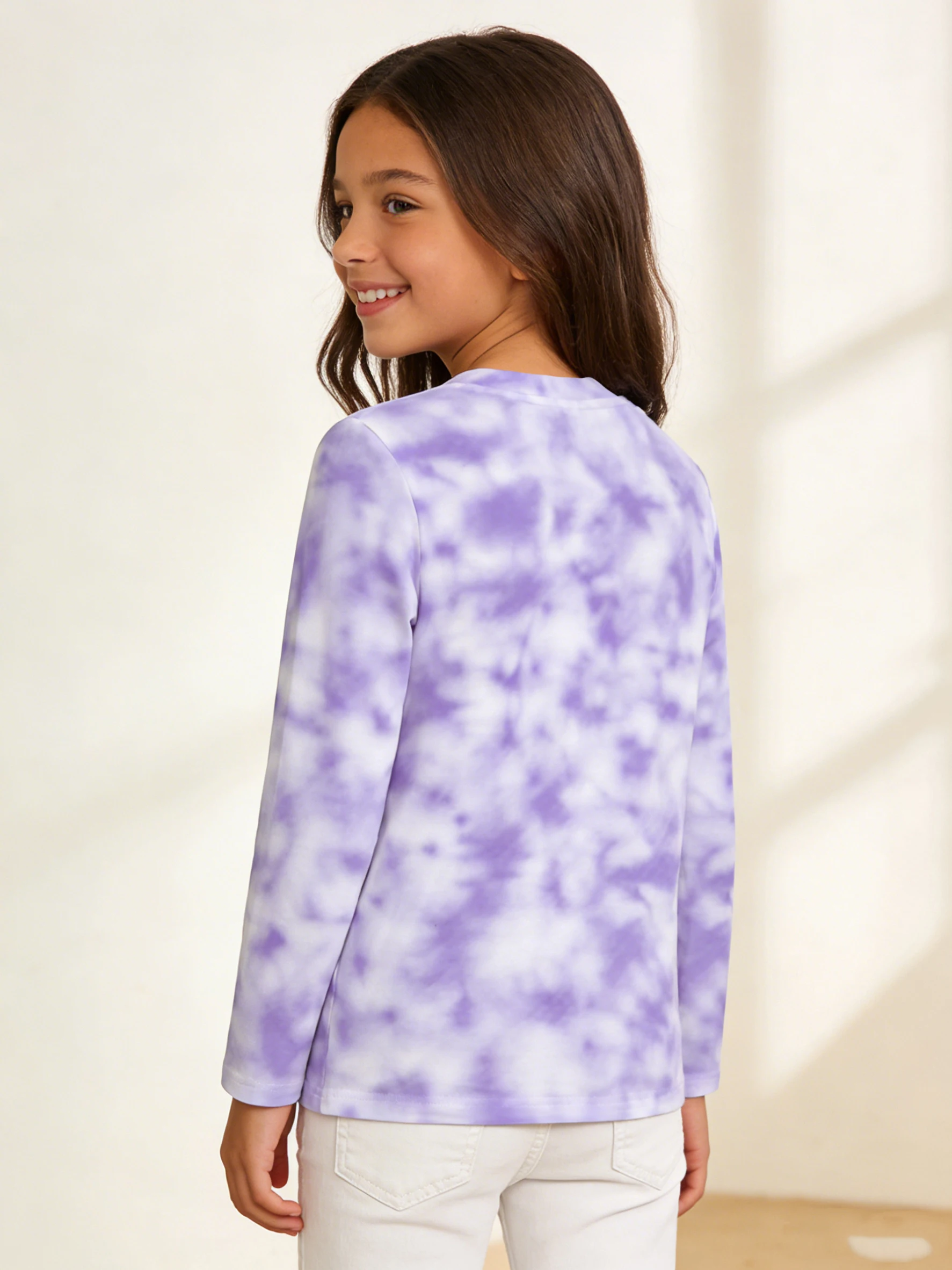 2026 new girls tie-dye, long sleeves, popular, casual top