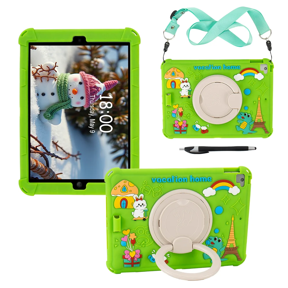 

Детский милый силиконовый чехол, универсальный для iPad 10,2, 7, 8, 9-го поколения Air 3 Pro 10,5, вращающийся чехол-подставка с плечевым ремнем