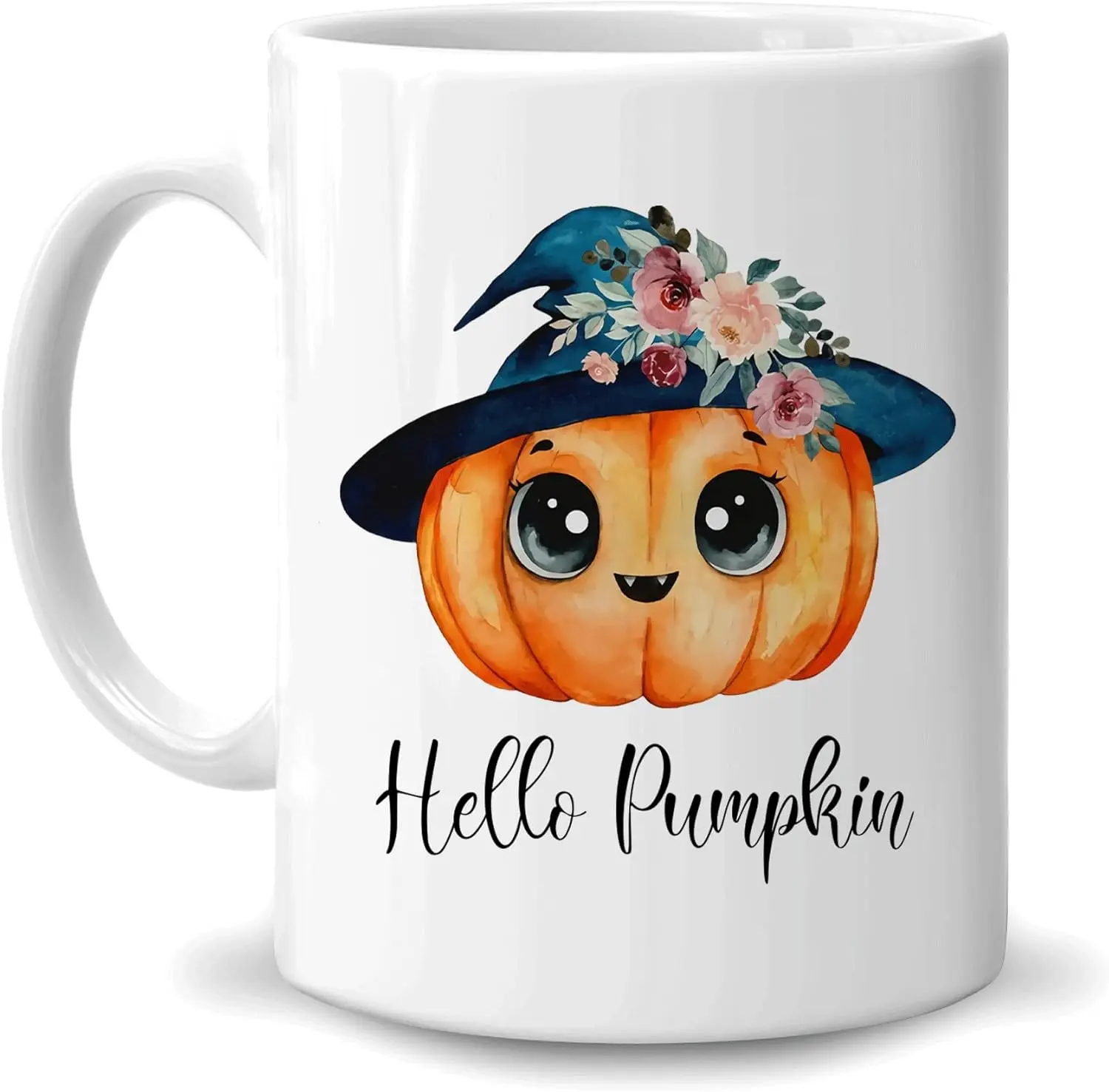 Halloween Gifts for Men Women - Hello Cute Pumpkin Witch Halloween White Ceramic Coffee Tea Mug For Mom Dad Boy Girl Friend