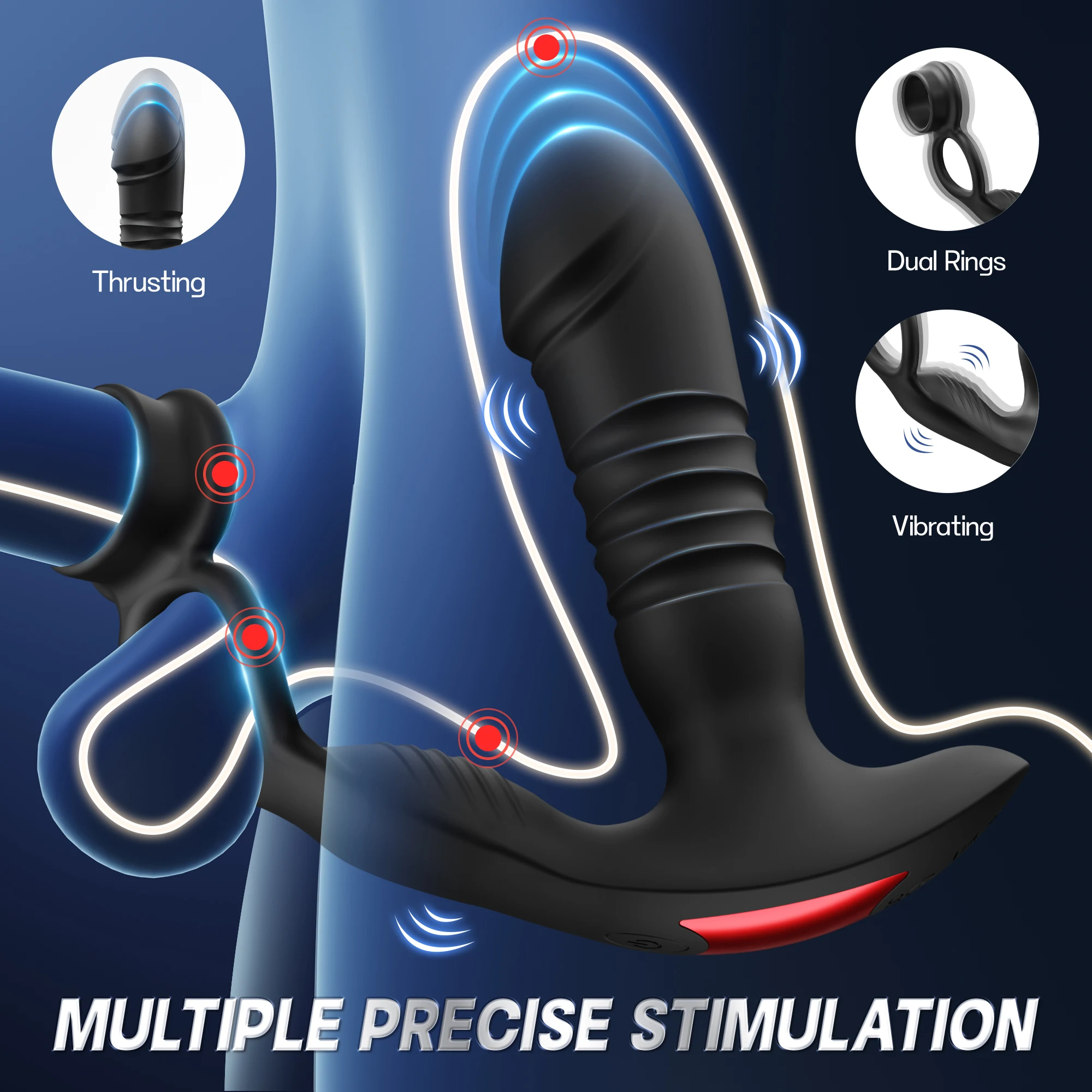 rostate Massager Male Sex Toys for Men - 3IN1 Male Sex Toy with Dual Cock Ring, App & Remote Control Prostate Vibrator Toy