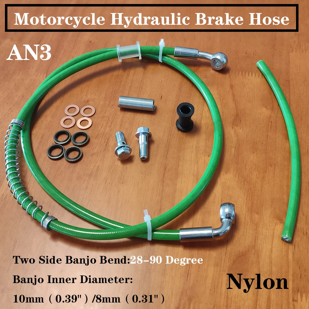 

1 Set 10-500cm Motorcycle Hydraulic Brake Oil Hose M8/M10 Banjo-for Dirt Bike 28-90 Degree Braided Cable Stainless Steel Green