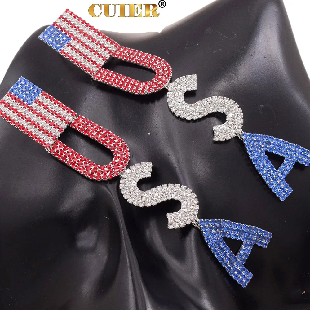 12cm Long USA Letter Drop Earring for Women American Flag Jewelry Gift