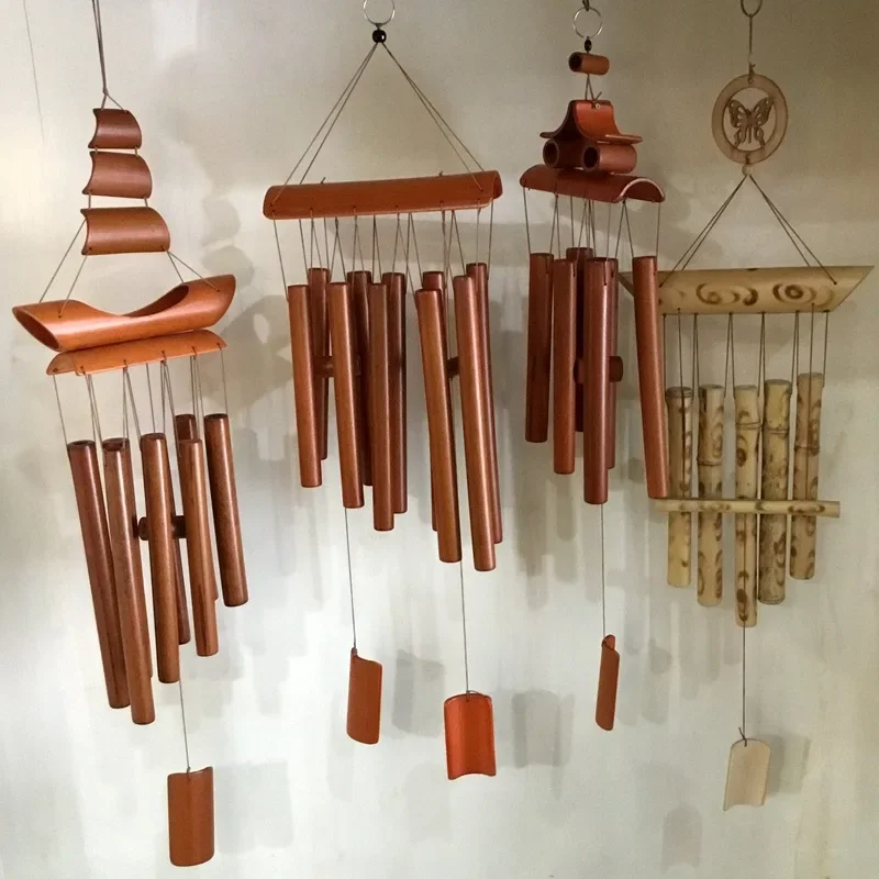 

Natural Wind Chimes Handmade Tubes Bamboo Bell Outdoor Yard Garden Windchime Crafts Indoors Pendant Balcony Home Hotel Decor