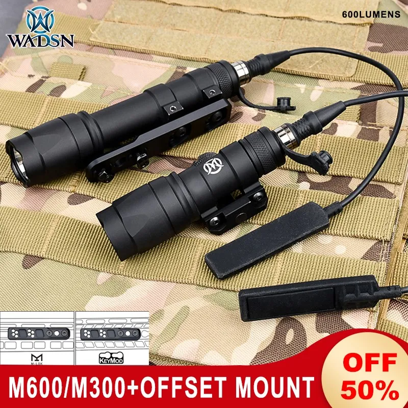 

WADSN M600C Hunting Flashlight Tactical M300A Light Inline Mlok Keymod Offset Mount Airsoft Weapon ScoutLight Base+Remote Switch