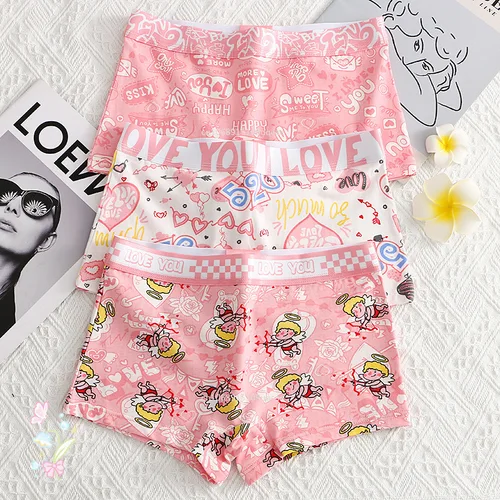 Bragas de algodón para mujer, pantalones cortos de dibujos animados, Boxer deportivo, ropa interior Sexy transpirable de verano, pantalones cortos de cintura media para estudiantes