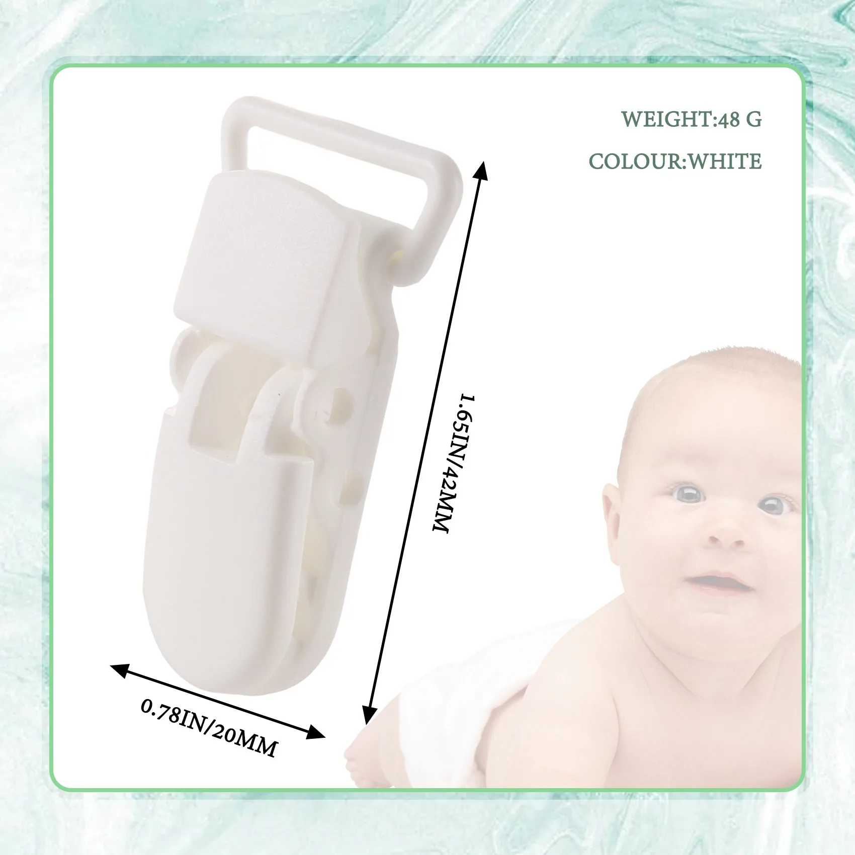 10 pezzi Baby Kids clip per ciuccio in plastica a forma di T succhietto porta Badge stile fittizio bianco