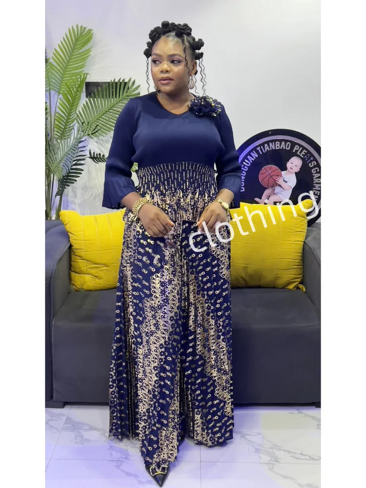 EGRM grande taille femme Miyake plissé deux pièces ensembles Blouse femmes tenue de luxe soirée robe pantalon ensembles 2025 nouveau 6A5918