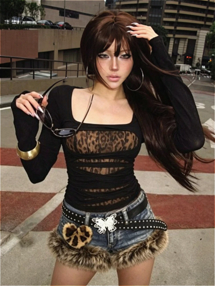 Punk Subculture 2 Piece Outfit Sets Women Vintage Y2k Crop Top & Shorts Suit Retro Harajuku Streetwear Korean Fashion Clothes