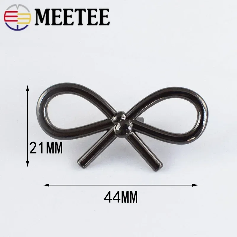 Meetee 5/10/20Pc 44*22mm Bow Shoes Buckle Metal Bags Clothing Decor Buckles DIY Leather Craft Luggage Hardware Accessories BD437