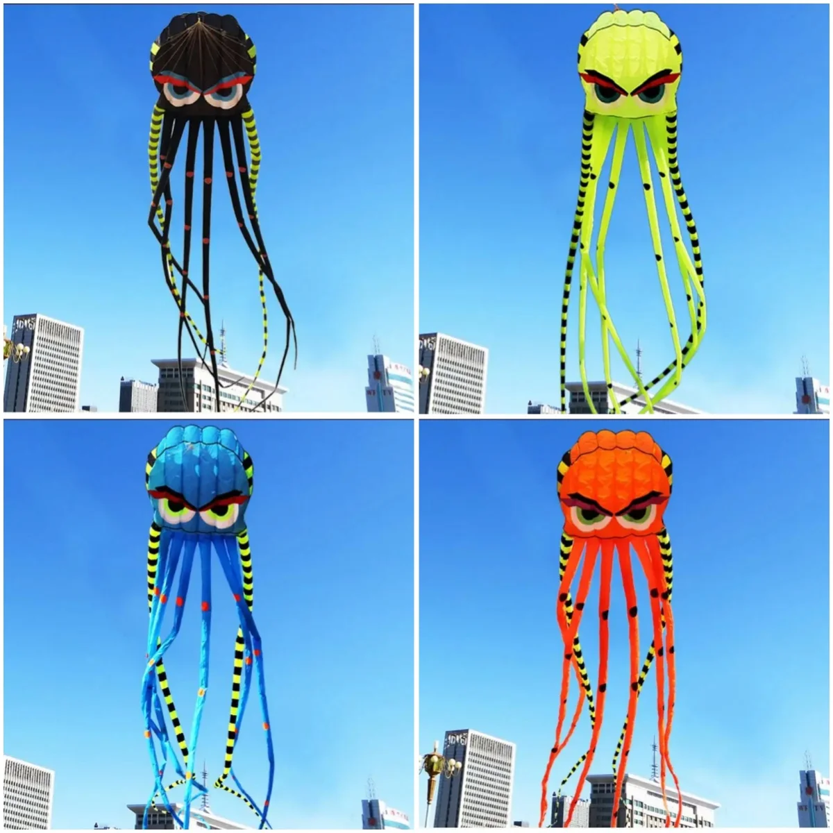 Four-colors Large Animal Soft Kite 3D 8-meter Octopus Kite Outdoor Inflatabls Adult Kites Easy To Fly Nylon Tear Resistant