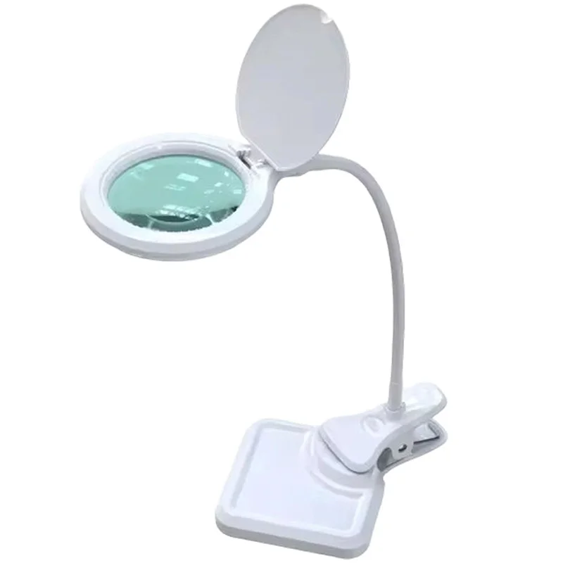 360° Flexible Hose 4Inch 2W Adjustable Magnifying Clip Light Hands  Lamp For Desk Bedside Reading Studying
