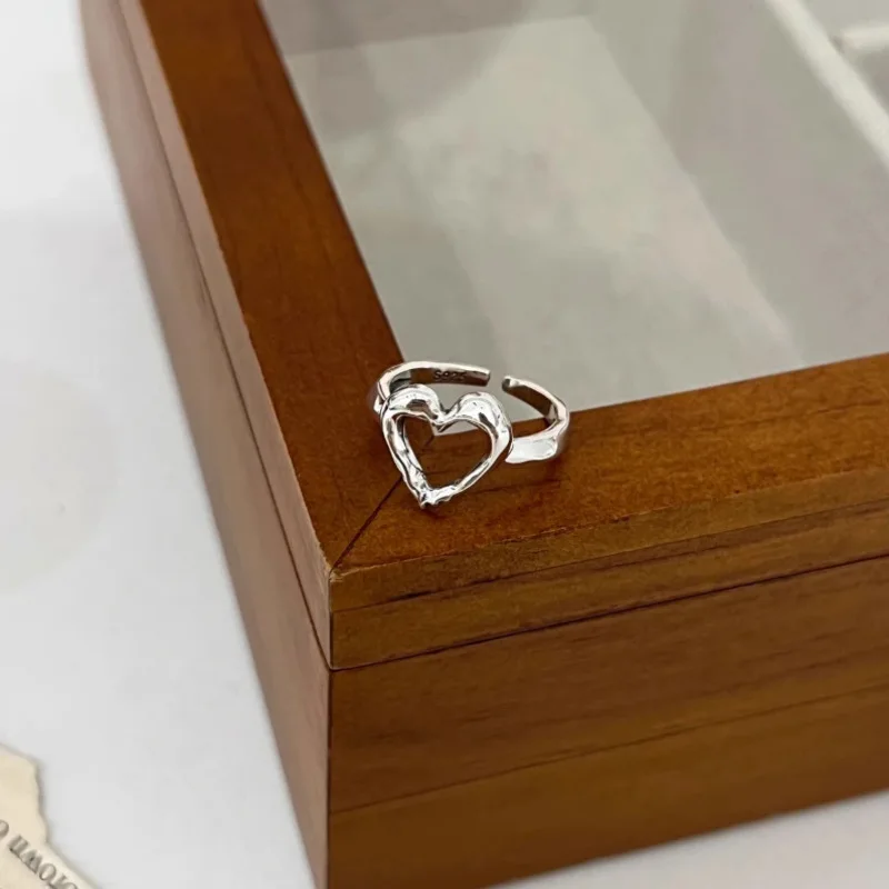 

Женское Открытое кольцо с сердечками, серебро 925 пробы
