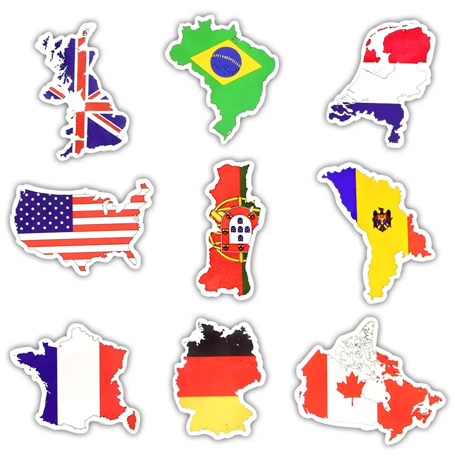 50 PCS National Flags Sticker Toy Travel Countries Map Waterproof Stickers to DIY Laptop Suitcase Motorcycle Skateboard Stickers