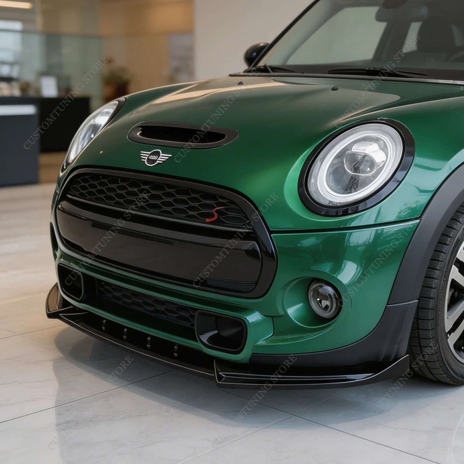 For Mini F55 F56 F57 Cooper S 2013-2018 Pre-Lci Gloss Black Pianted Front Bumper Lip Spoiler Splitter Diffuser Bodykits