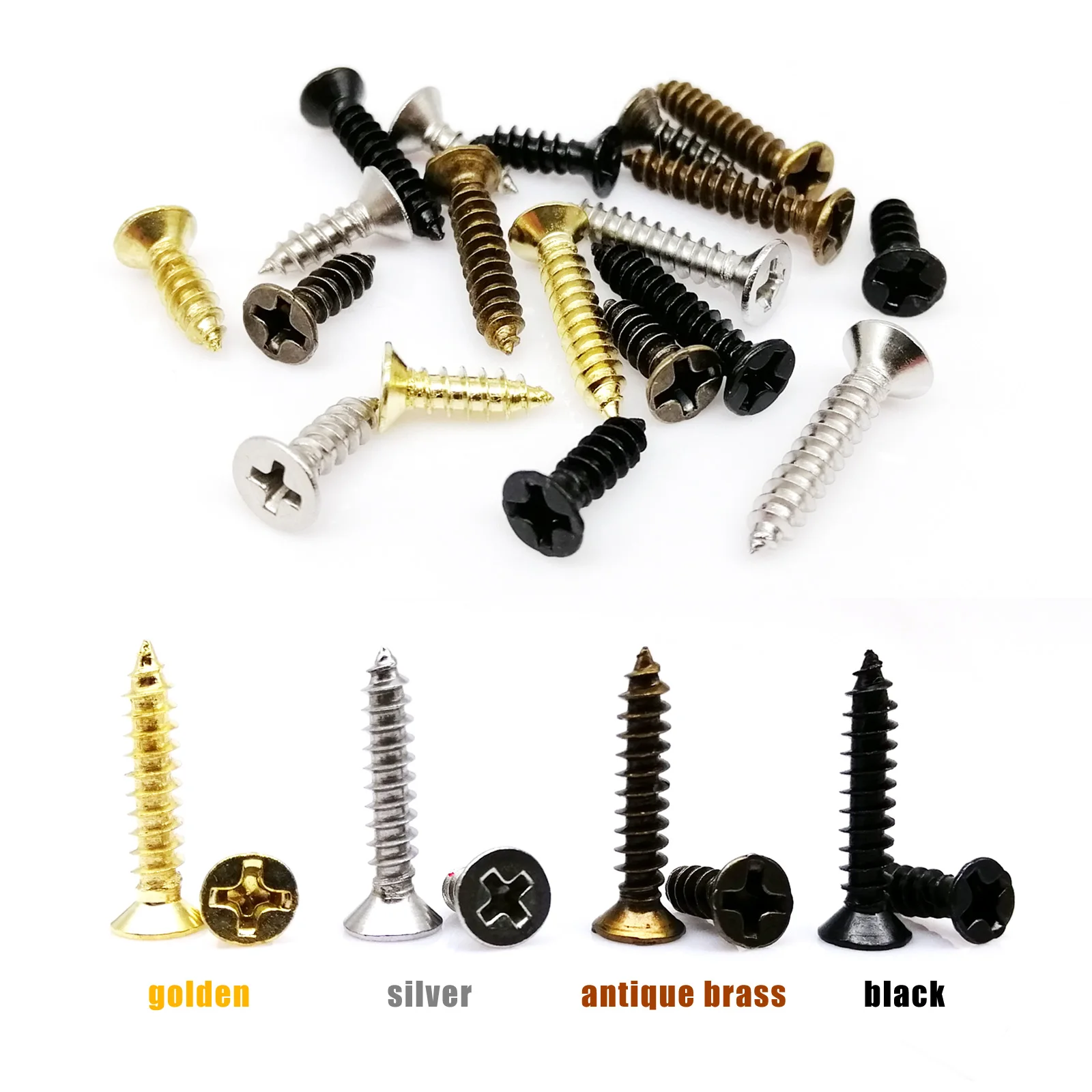 200X M2 M2.6 M3 Mini Small Golden Silver Bronze Black Steel Phillips Flat Countersunk Head Self Tapping Screw For Wood Box Hinge