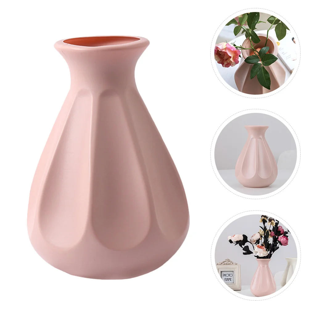 

Ceramic Look Plastic Vase Unbreakable Flower Vase For Home Decor Desktop Office Living Room Bedroom Greenery Arrangement Plastic