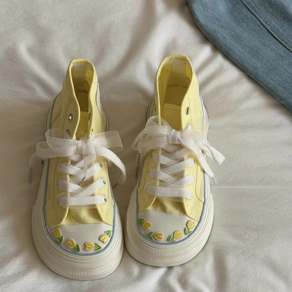 

Универсальная повседневная женская обувь, оригинальная обувь в стиле Лолиты для девочек, новинка лета 2021, студенческие высокие парусиновые туфли