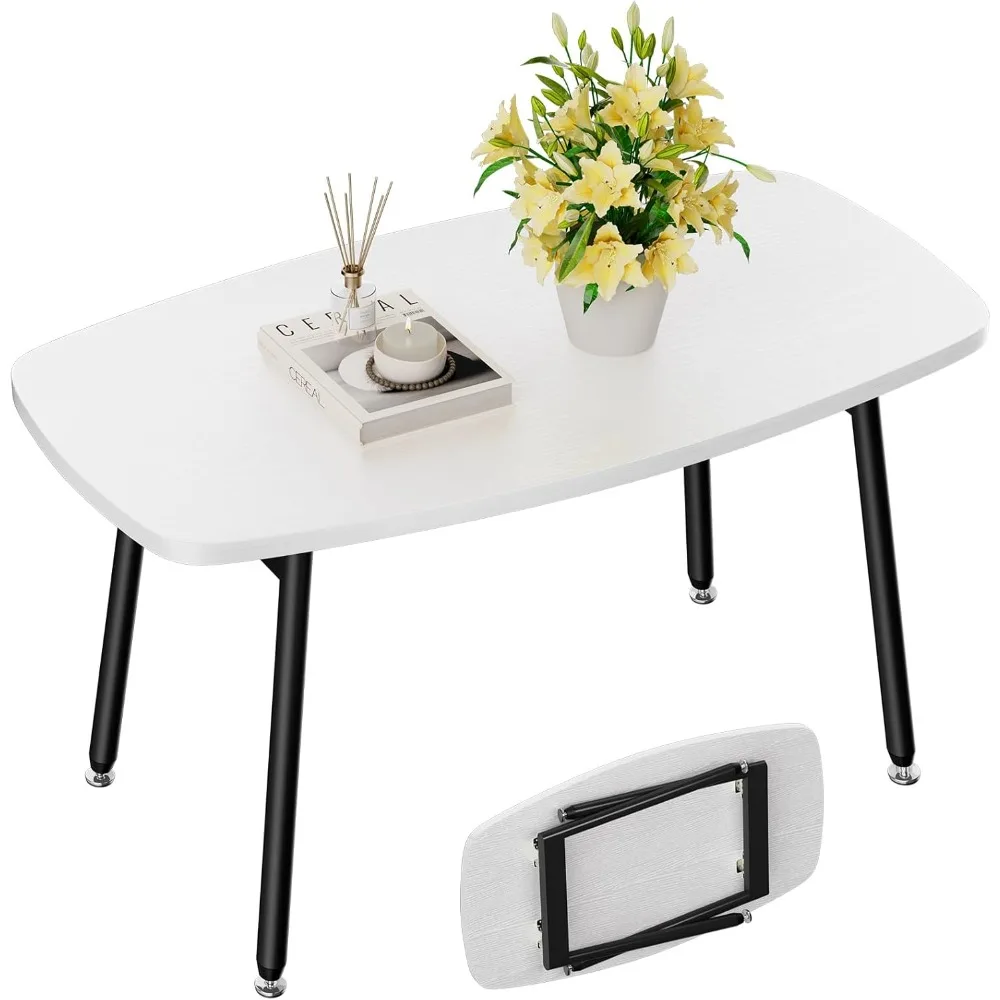 

Foldable Coffee Table White Small Coffee Tables for Living Room Portable Simple Modern Rectangular Center Table for Small Space