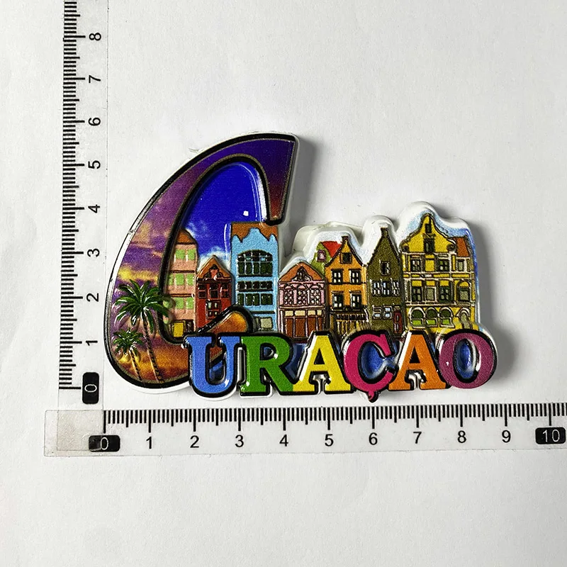 Curacao Island, Netherlands Travel Souvenir Creative Colorful House 3D Decoration3dPainted Refridgerator Magnets