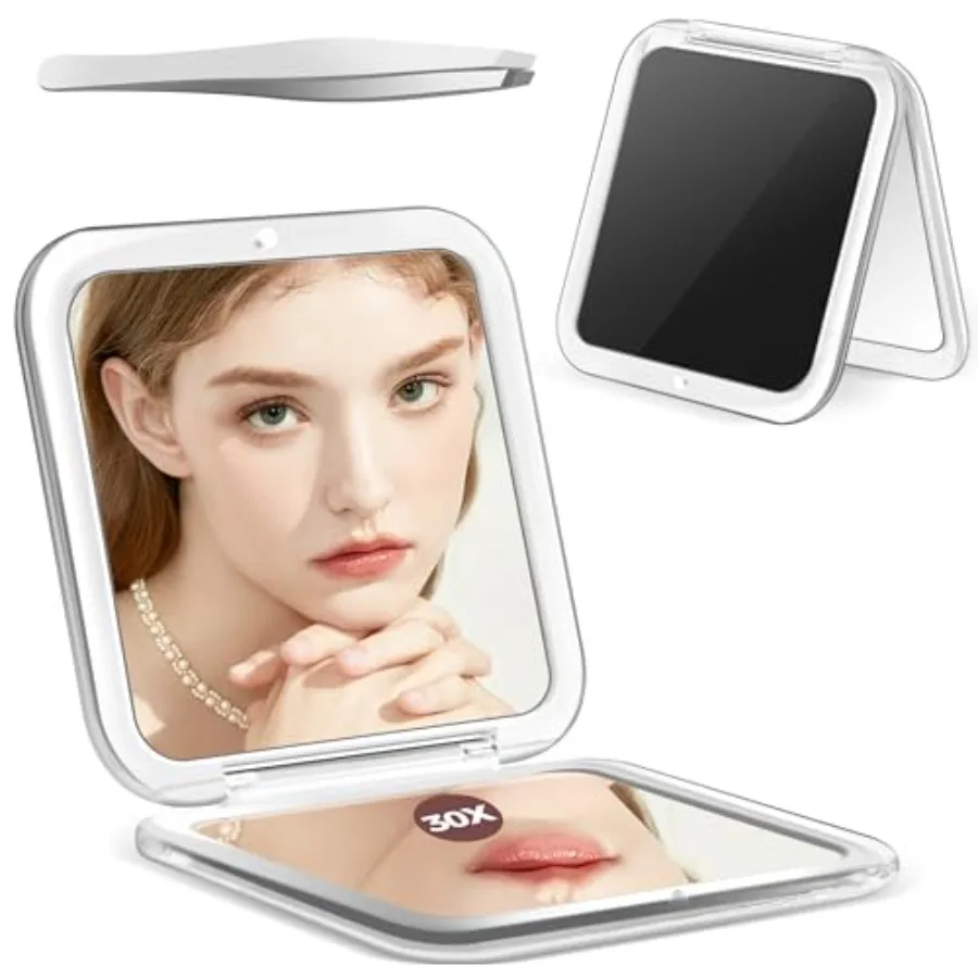 

Compact Mirror, 30X Magnifying Mirror, Pocket Mirror for Purse, Travel Makeup Mirror with 30X/1X Magnification, Travel Essentia