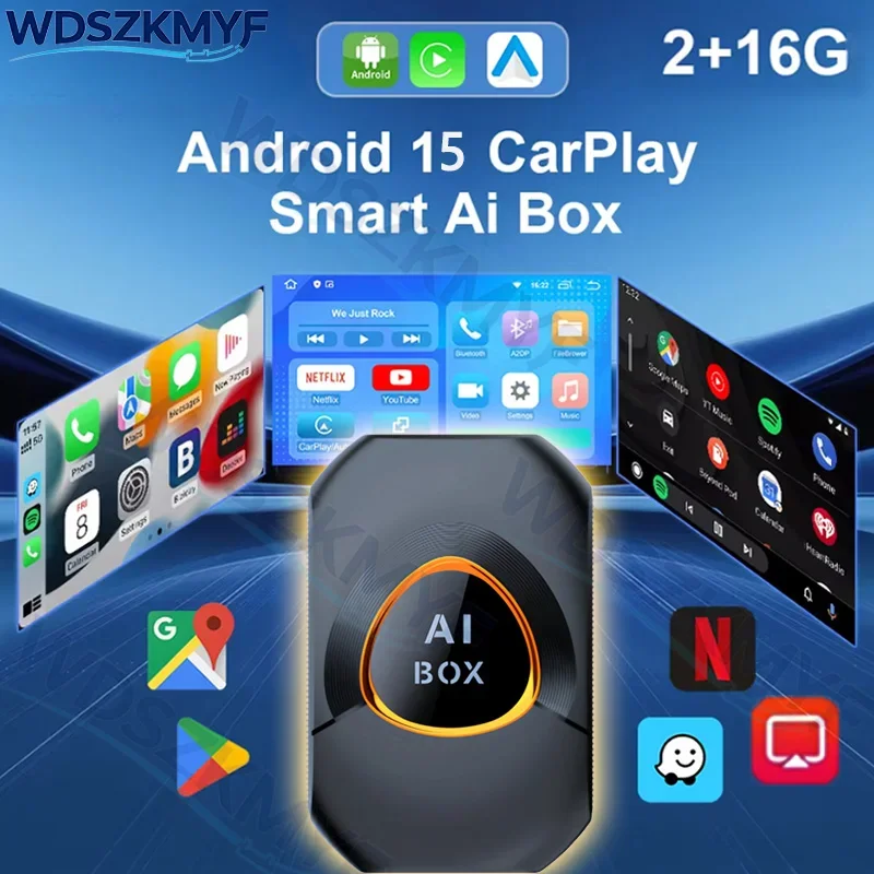 

2+16G Ai Box Android Mirrolink Wireless Android Auto & CarPlay Adapter Smart Tv Box For Youtube Netflix Car intelligent systems