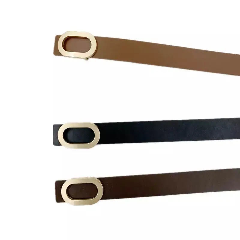 حزام نسائي بإبزيم بيضاوي من النيكل، حزام طالب بسيط وعصري، حزام جينز نسائي مزخرف