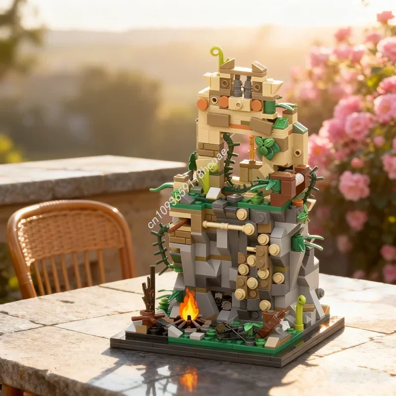 557-pieces-moc-modele-de-feu-de-camp-tomb-raider-blocs-de-construction-cadeaux-de-festivals-jouets-de-construction-idee-creative-Education-anniversaire