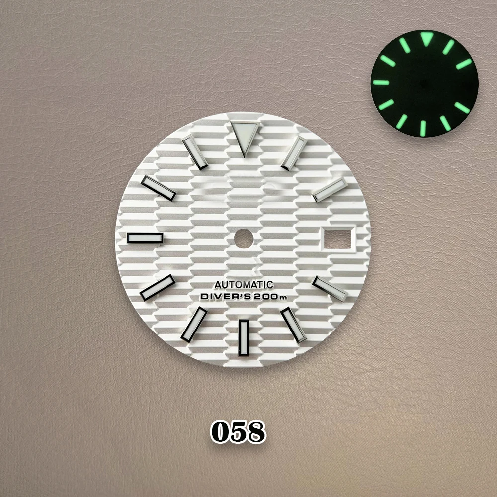 28.5mm High Quality 3D Ripples S Logo NH35 Dial Suitable NH35/NH36 Automatic Movement Green Luminous NH35 Accessories