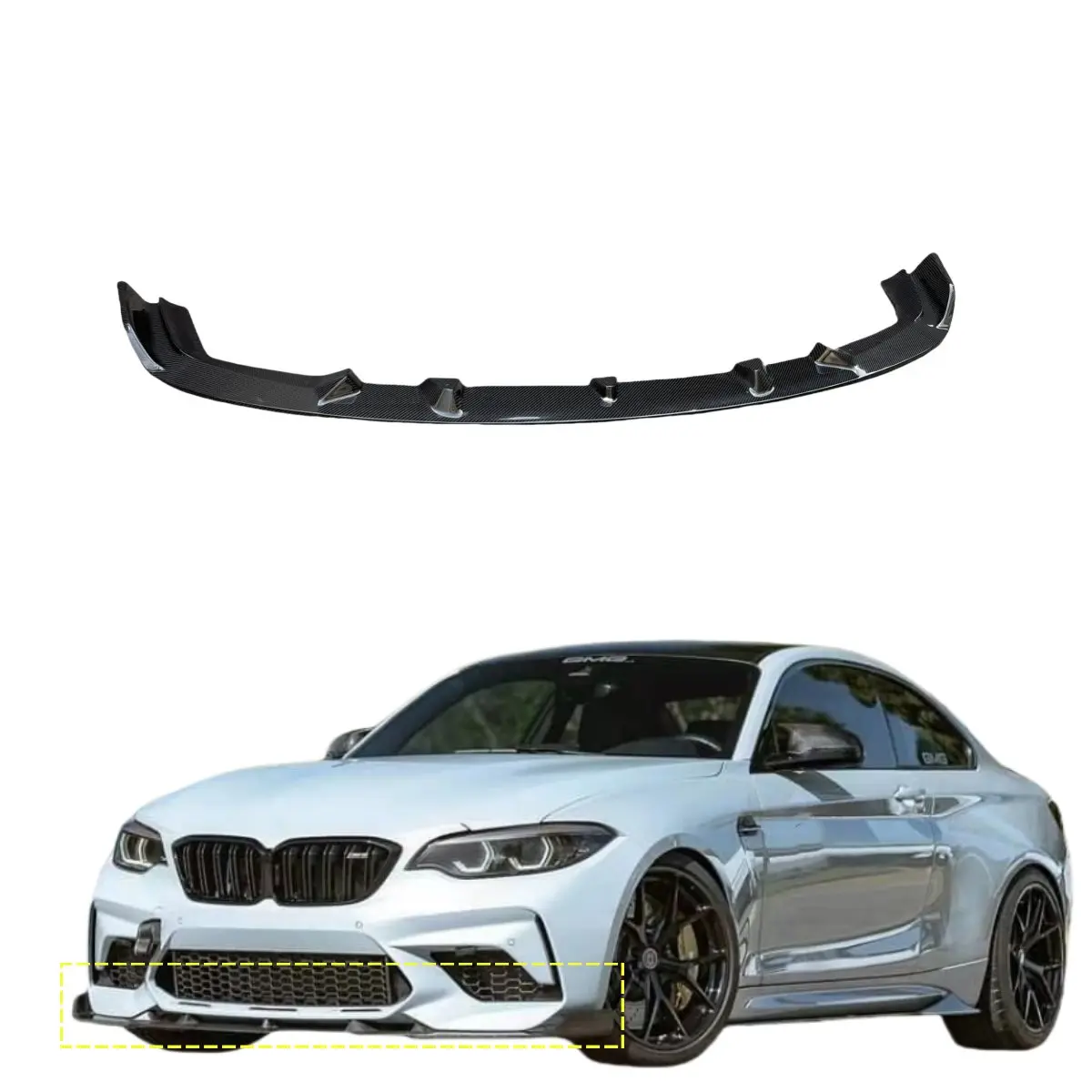 3D Style Carbon Fiber Front Bumper Lip For BMW F87 M2C 2016-2020