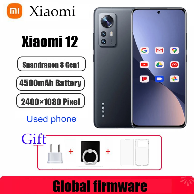 Xiaomi 12 5G Smartphone Qualcomm Snapdragon 8 Gen1 Hyper OS 2.0 6.28inchs 50MP 32MP 2340x1080 Android 67W used phone