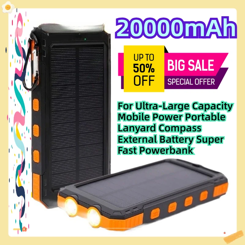

20000mAh For Ultra-Large Capacity Mobile Power Portable Lanyard Compass External Battery Super Fast Powerbank