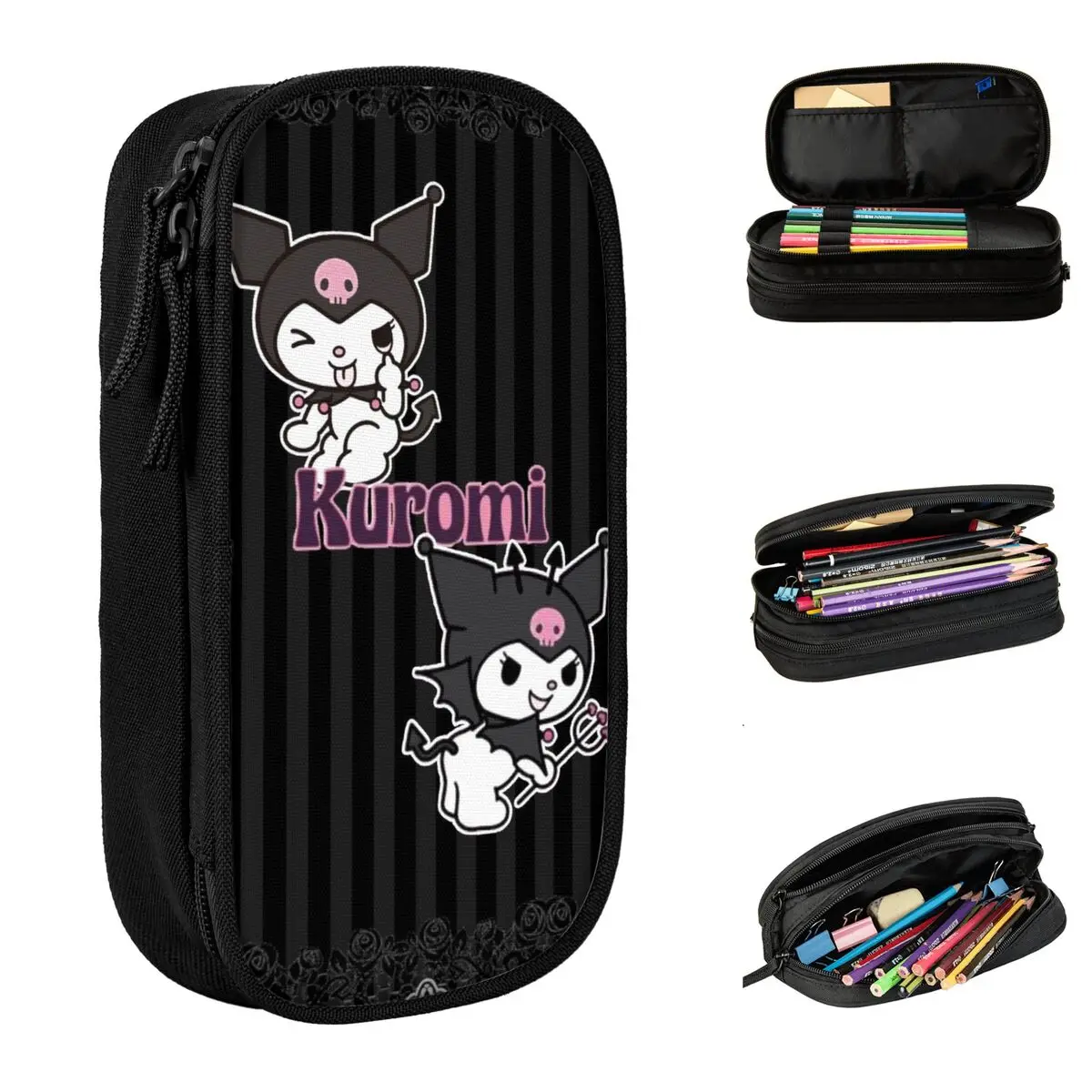 

Hello Kitty Kuromi Pencil Case Cute Pen Bags Girl Boy Big Capacity Office Cosmetic Pencilcases