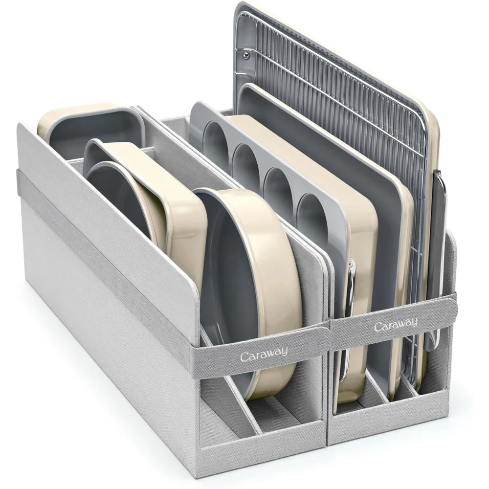 Nonstick Ceramic Bakeware Set - Baking Sheets, Assorted Baking Pans, Cooling Rack, & Storage - Aluminized Steel Body