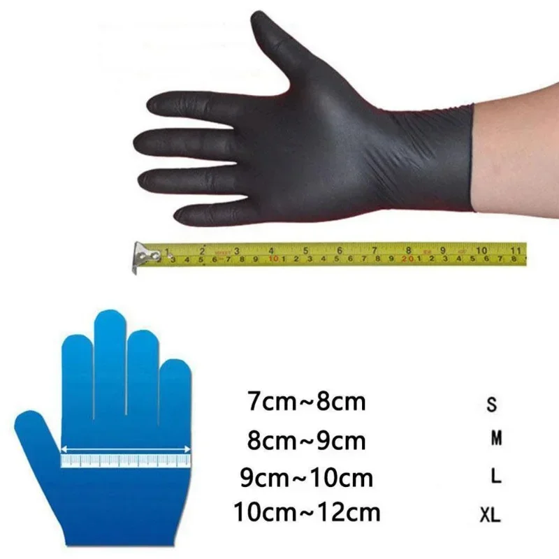 Black Gloves Disposable Latex Free Powder-Free Exam Glove Size Small Medium Large X-Large Nitrile Vinyl Synthetic Hand S M L XL