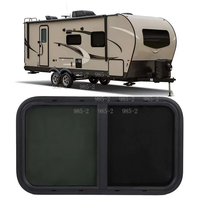 Camping Trailer Sealed Door, Aluminum Alloy Room Door with Insect Mesh, Safety Lock and Tempered Glass Sliding Window