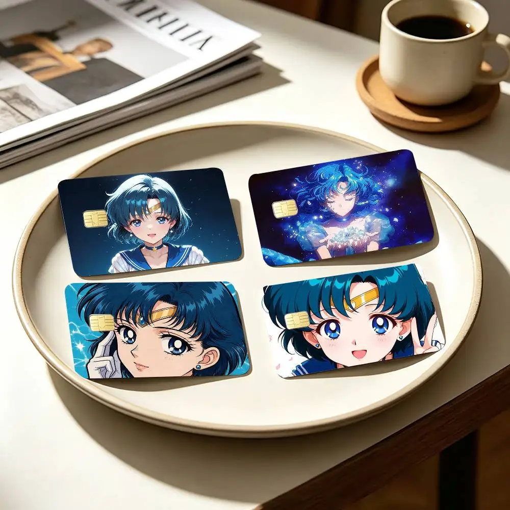 Ami Mizuno Sailor M-Mercury  4pcs 1Set Card Stickers Small Waterproof Chip 4PCS Card Sticker Anti-Scratch