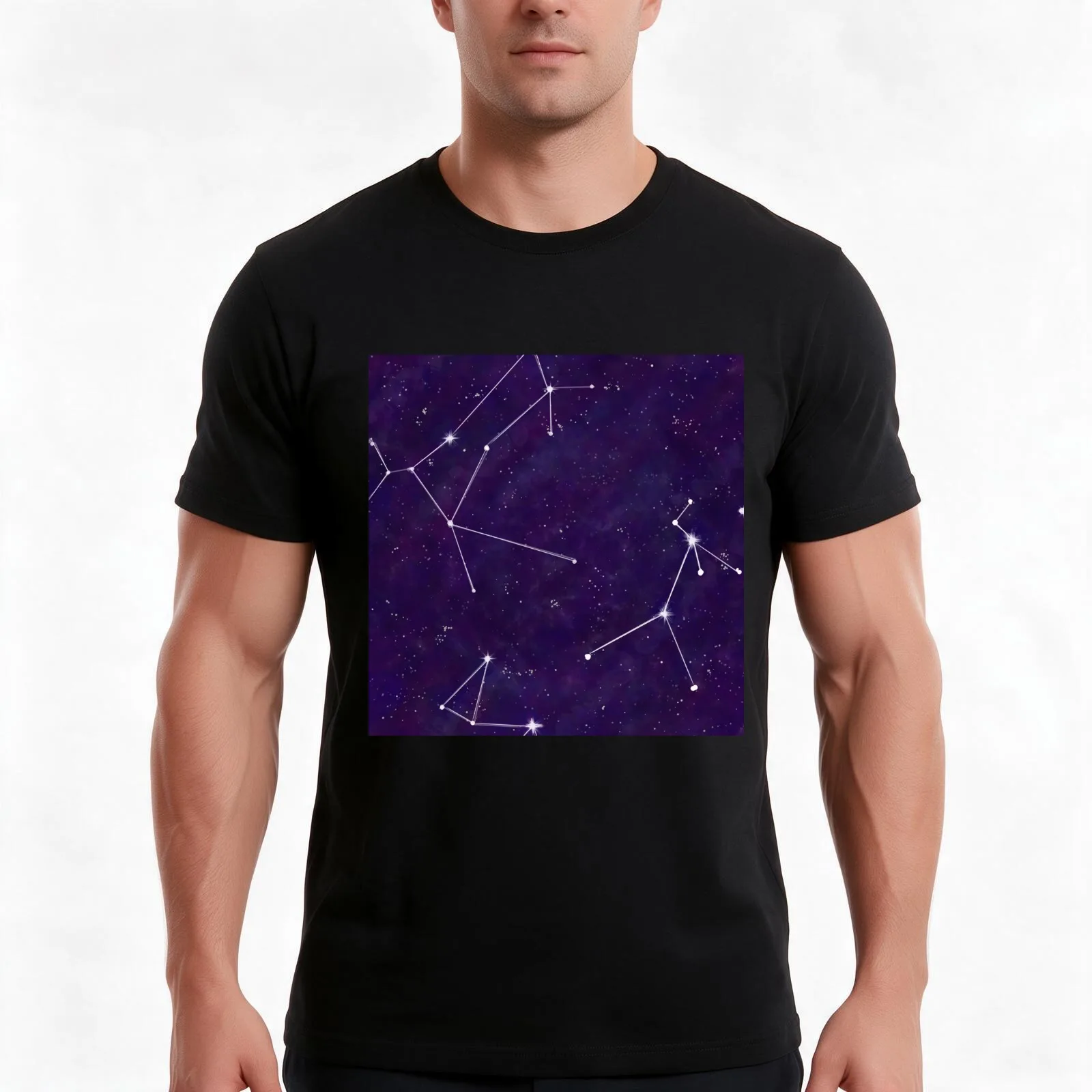 Canis Constellation T-Shirt, Summer Casual Cotton Tee, Oversized Streetwear Tops, Vintage Graphic Print, Loose Fit Short Sleeve