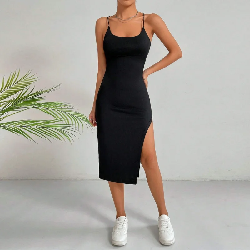 

New Women's Sexy Backless Split Bodycon Sleeveless Strap Dress