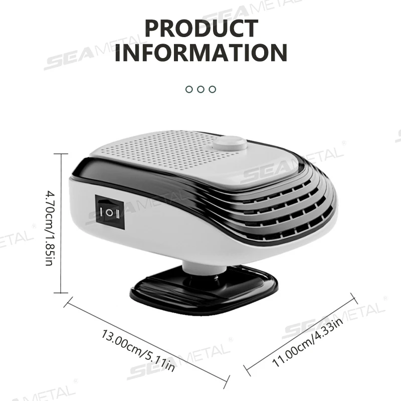 SEAMETAL Car Heater Fast Heating 12V Electric Heated Fan Windshield Defogging Heating Cooling for Car Truck SUV Winter Accessory