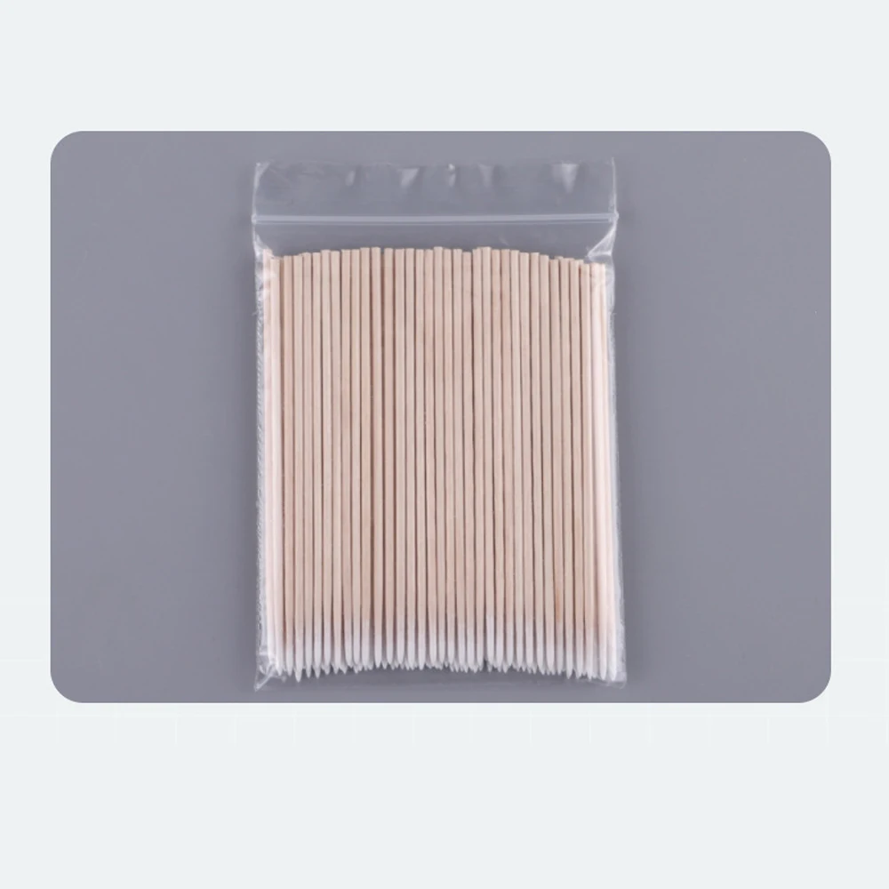 Cotton Swabs Wooden Stick 300pcs Clean Wood Handle Pointed Tip Head Cotton Semi Permanent Eyebrow Eyelash Tattoo Thread Beauty