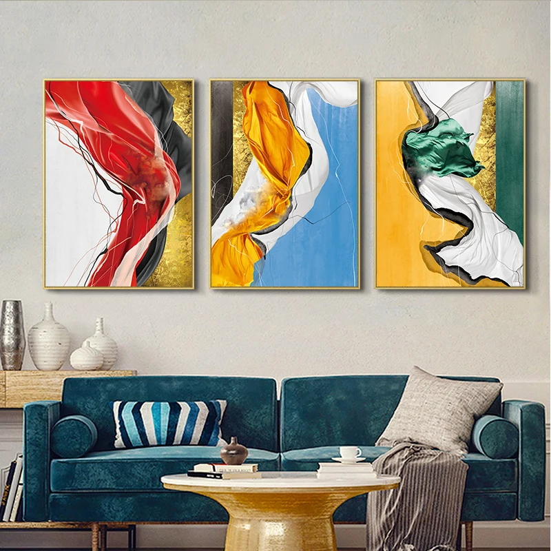 

3pcs/Set Abstract Color Flying Wall Art Canvas Painting, Abstract Poster, Modern Wall Pictures, Living Room Home Decoration