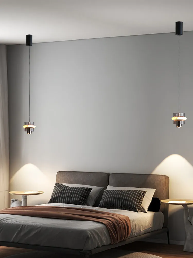 Bedroom bedside pendant light can be raised and lowered, living room entrance bedside hanging line light