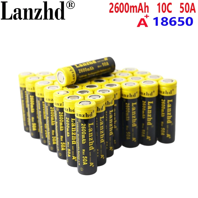 Batterie au lithium pour perceuse électrique, 12 pièces, 10C 18650 24.com films ion 26A 3.7V 2600mA 10C courant pour outils de scooter, jouet voiture LED