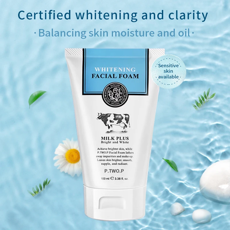 PTWOP Whitening Facial Foam Moisturizing Deep Remove Cleansing Acne Milk Oil Control Exfoliating Shrink Pores Face Wash