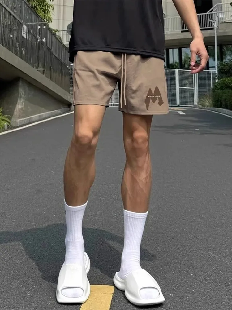 

Мужские летние свободные шорты большого размера цвета хаки с баскетбольным принтом, женские повседневные прямые брюки