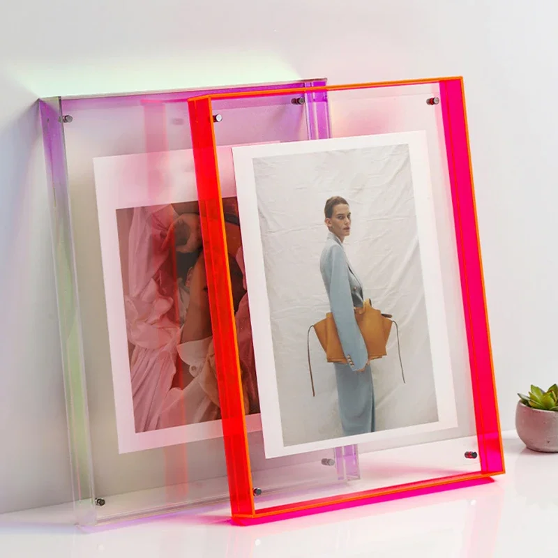 Nordic Acrylic Picture Frame Color Transparent Photo Frame Poster Painting Photo Display Picture Holder Home Office Decoration