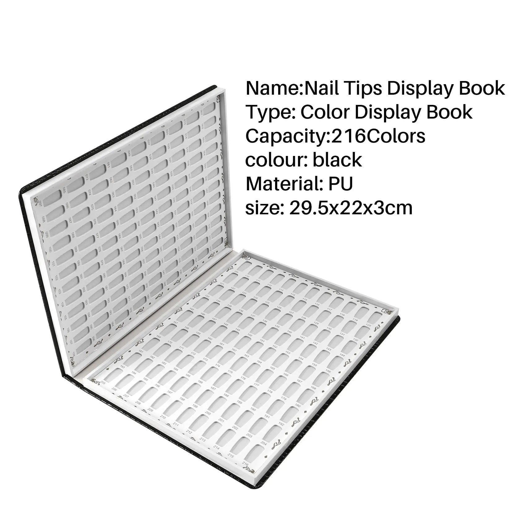 216 Colors Nail Tips Display Book DIY Nail Art Showing Shelf Gel Color Card Chart Painting Display Board Black