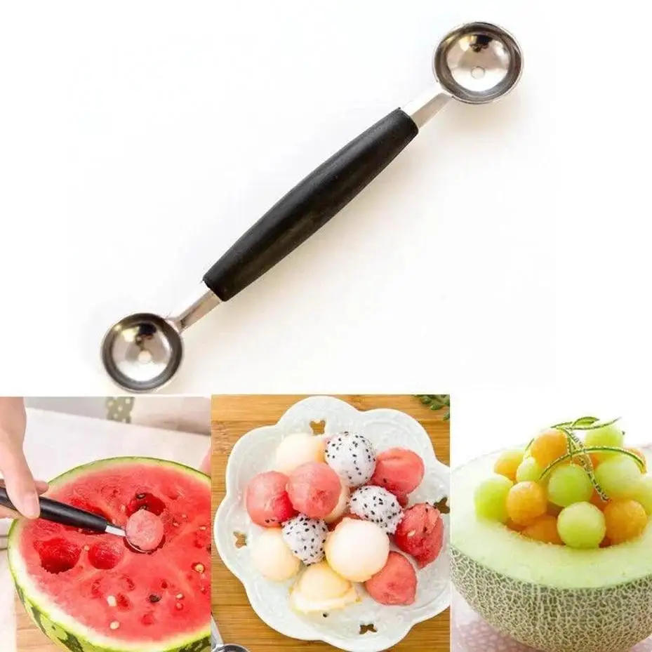 1 Pcs Stainless Steel Double Headed Watermelon Scoop Multifunctional Scoop Fruit Spoon Kitchen Tool Fruit And Vegetable Tool