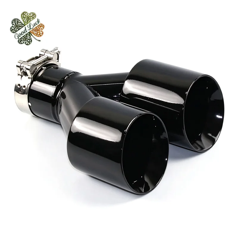 1 Piece universal Stainless Steel Car Exhaust Pipe Tailpipe Exhaust Pipe Modification Decoration Car Tip  black bevel connection